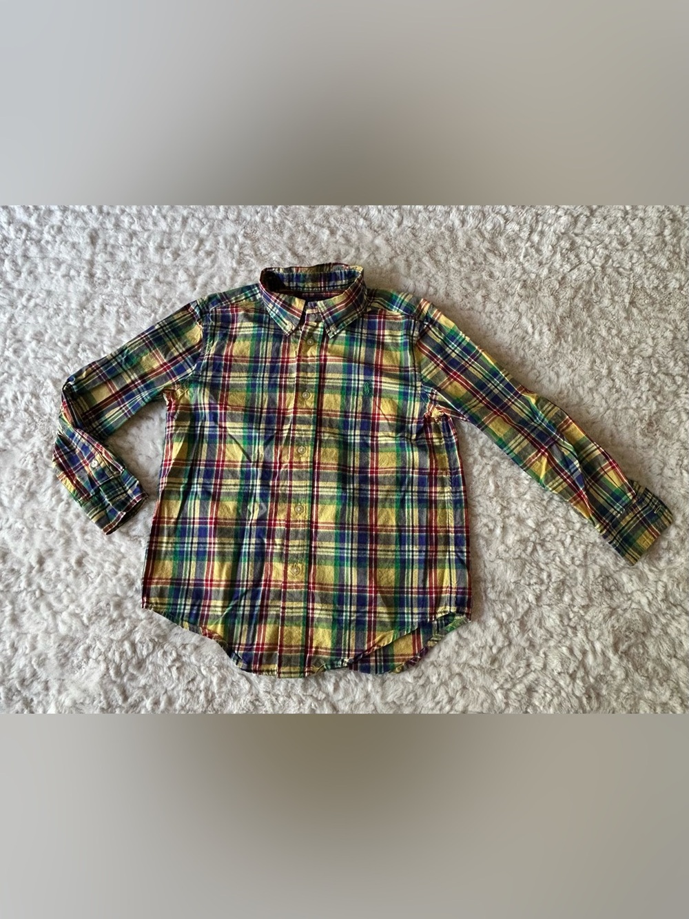 Polo by Ralph Lauren Yellow, Green & Blue Plaid Button-Down Shirt